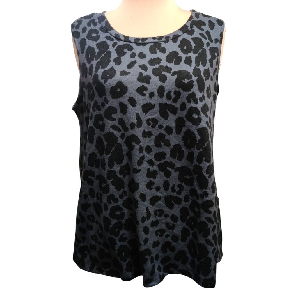 Mint Play Pink XL Black Gray Animal Print Sleeveless Tank Top Casual Knit Shirt